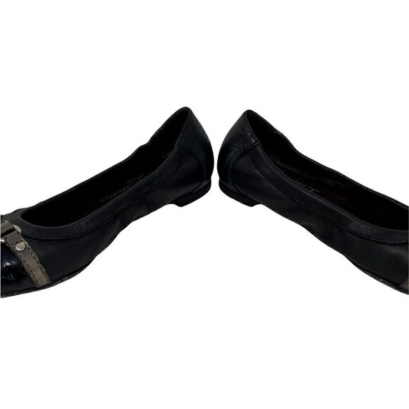 AGL Womens Icon Ballet Flat Shoes Black Leather Buckle Round Toe Italy 8 EUR 38 - Picture 4 of 9
